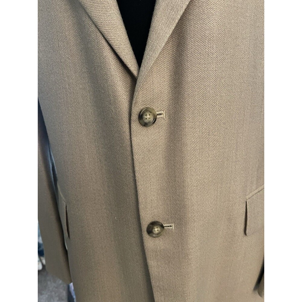 Oscar De La Renta Mens Suit Coat blazer 48R Silk Wool Tan Classic Professional